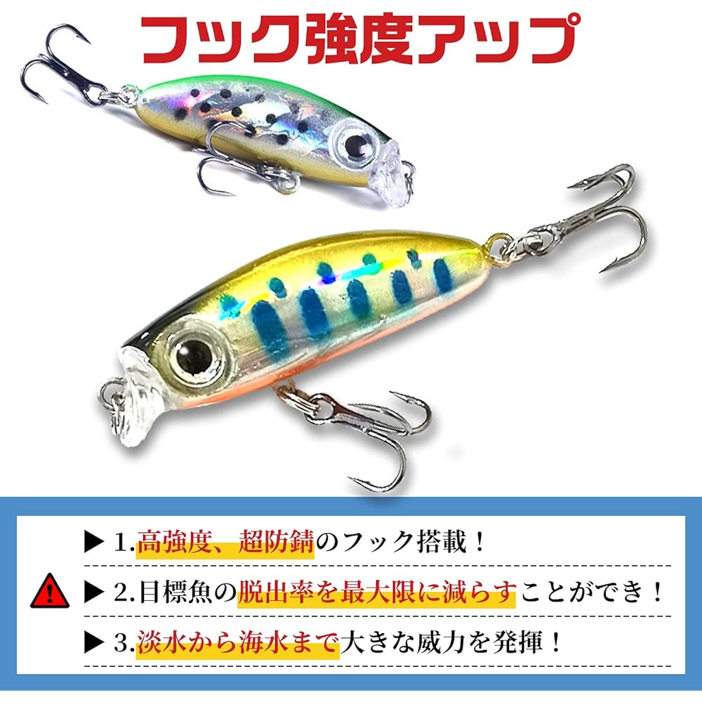 Sinking Minnow Lure Minnow Set Fishing Lure Trout Mountain Stream Baku Fishing Heavy Sinking Fishing Tackle Set Yamame Char Rainbow Trout [42mm 3.1g Set of 6 with case]