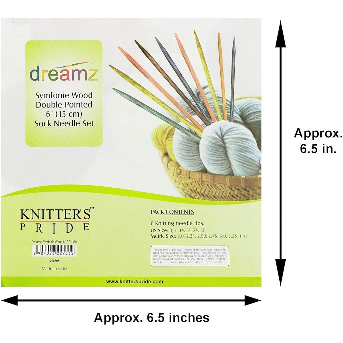 (6"-(15Cm)-Double-Point-Needle-Set) - Free Gift with Purchase: Knitter's Pride Dreamz Double Pointed 6-inch (15cm) Knitting Needle Set; 5 needles of 6 Sizes 200605