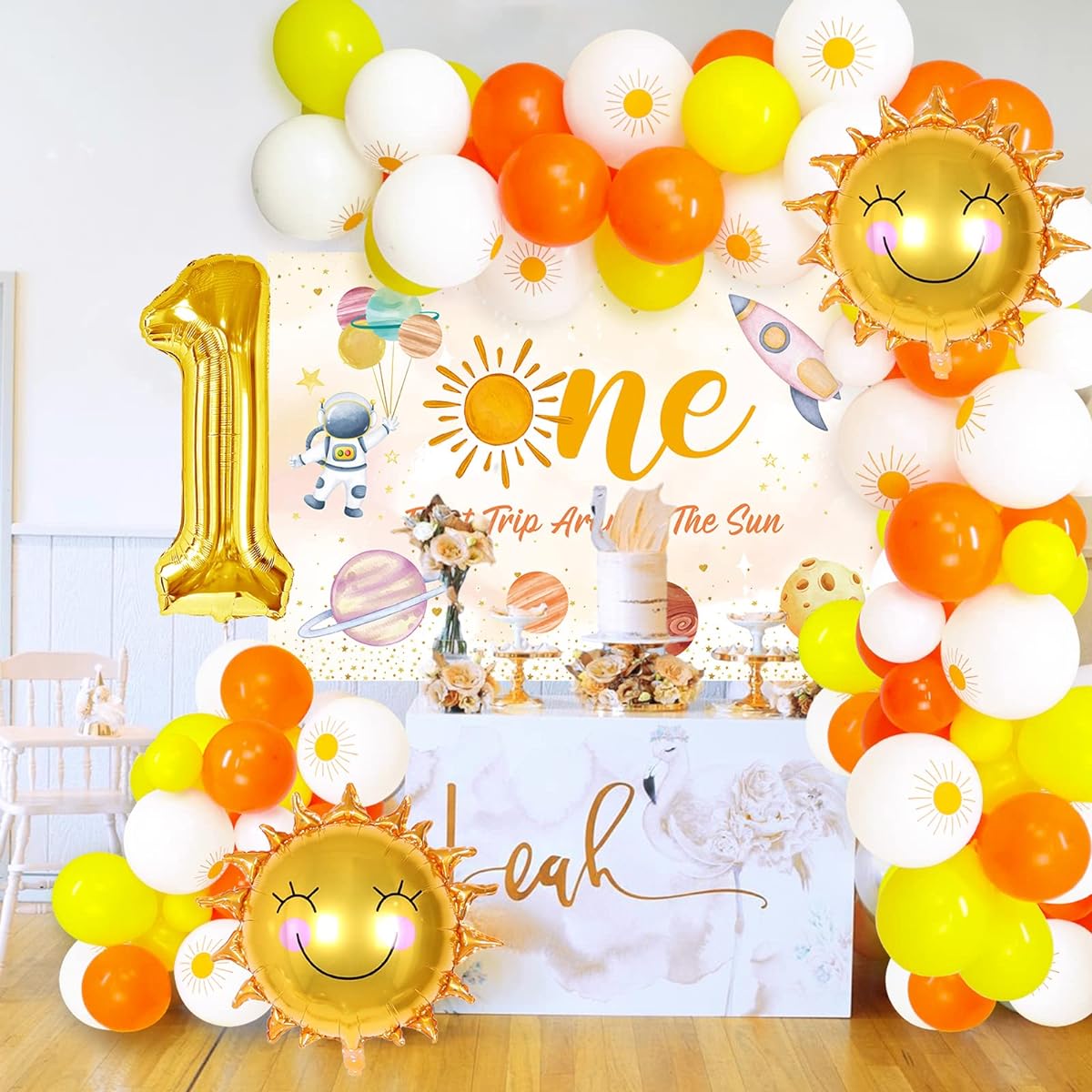 First Trip Around The Sun Birthday Decoration Boho Sun First Birthday Decoration First Trip Around Space on Sun Background Sun Balloons Sunshine Birthday Decoration Girls Boys