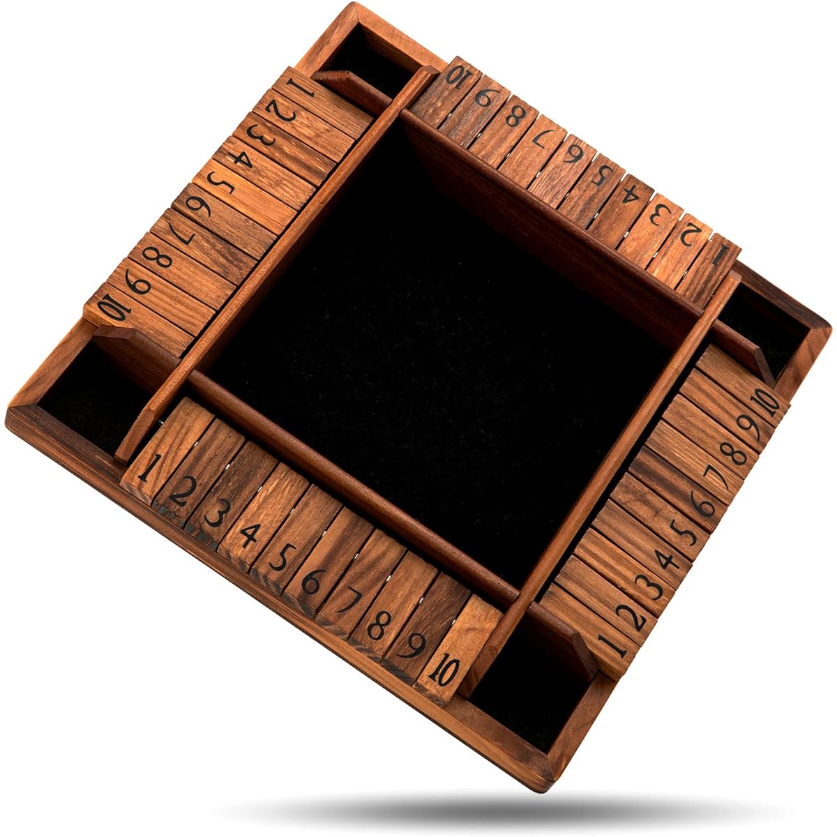Crobyi 13.5" Large Shut the Box Game for 1-4 Players Educational & Fun Wooden Board Game with 10 Dice and Shut the Box Instructions Great Pub Dice Game for Kids & Family Adults