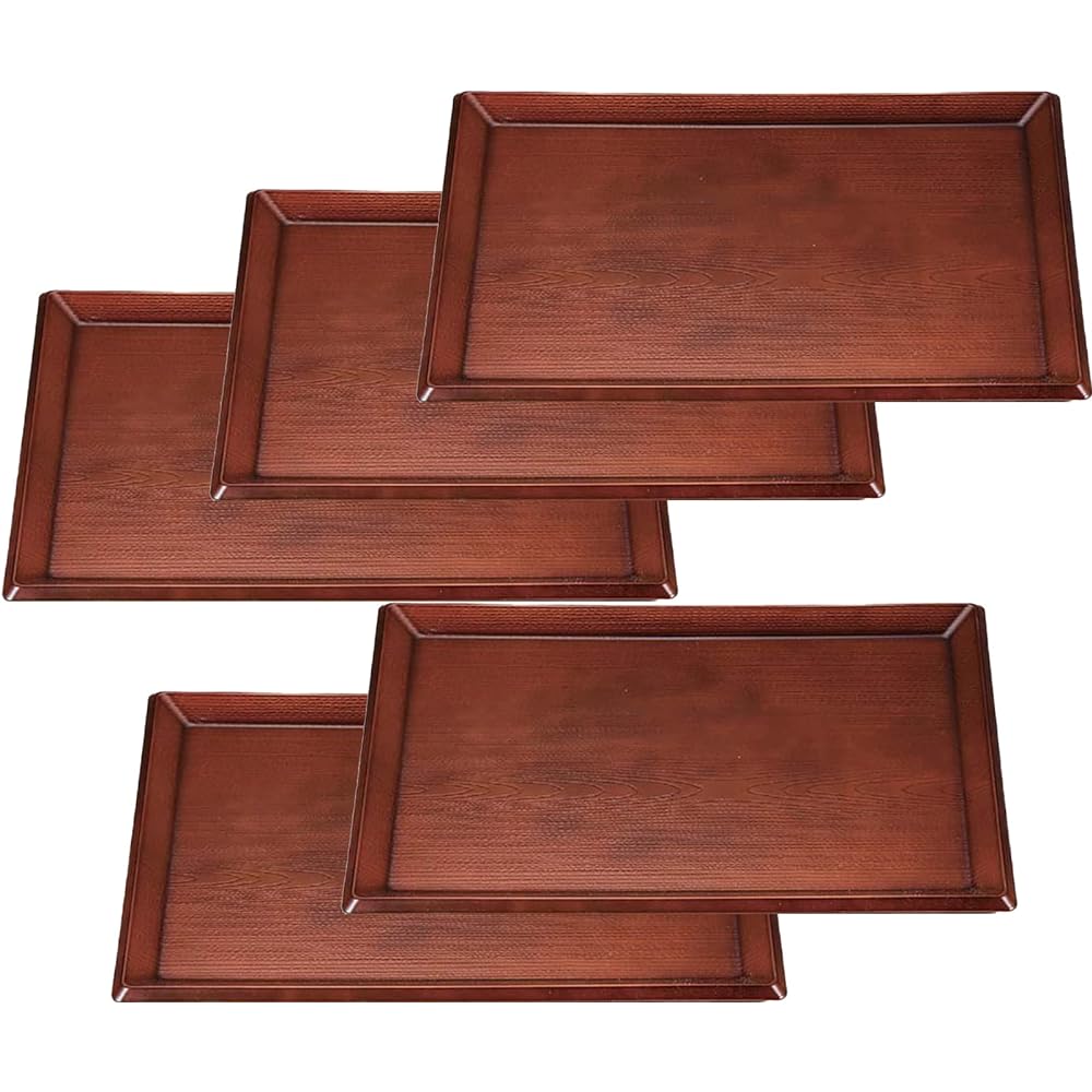 Fukui Craft Fukui Craft [Commercial Set] Tabletop Tray/Bon, Low Non-Slip Processing, Made in Japan, Rikyu Bon, Brown, Shaku 1 (5 Pieces)