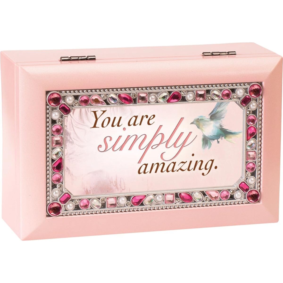 Sweet Girl Jeweled Pink Jewelry Music Box - Plays Tune You Are My Sunshine