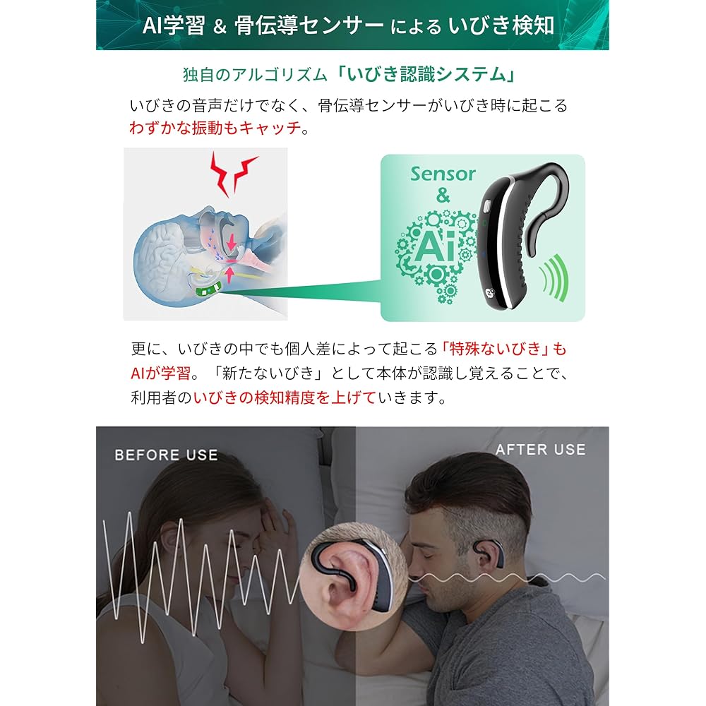 Snore prevention goods Snore Circle PLUS Domestic genuine product 30-day money back guarantee Snore detection Snoring care Equipped with AI technology & bone conduction sensor