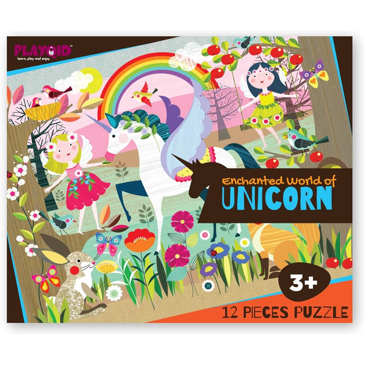 PLAYQID The Enchanting World of Unicorns Jumbo Giant Jigsaw Puzzle 12 Jumbo Piece Puzzle for Kids Ages 3 and Up 36 x 28 cm Multi