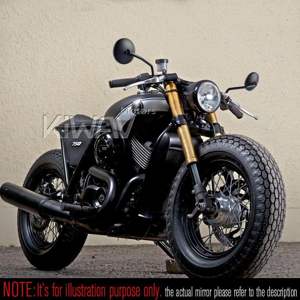 Eclipse OEM round bike mirror, simple retro style, left and right set, screw set for Harley-Davidson bikes (5/16")