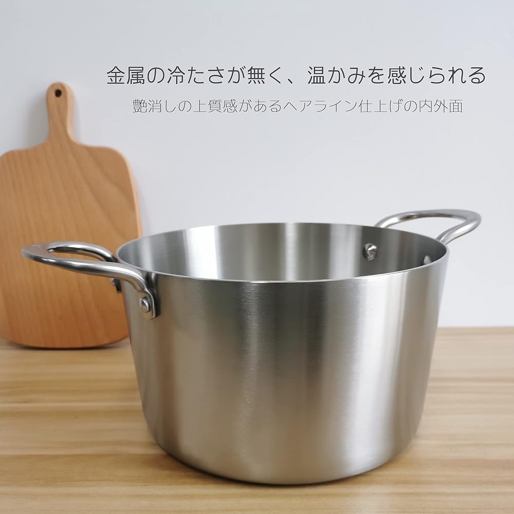 YOPO Steamer, Two-Handed Pot, 22CM, IH Pot, Fully Triple-Layered Steel, High Thermal Conductivity, Glass Lid Included, Unpainted, 18-10 Stainless Steel, Long-lasting, Dual-purpose Pot, Gas Fire, IH Compatible, Dishwasher Safe