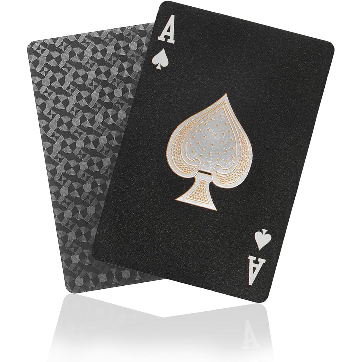 Aateey Waterproof Playing Cards, Washable Plastic Playing Cards, Black Gold Pattern for Easy Shuffling, Durable Card Deck for Card Games and Parties