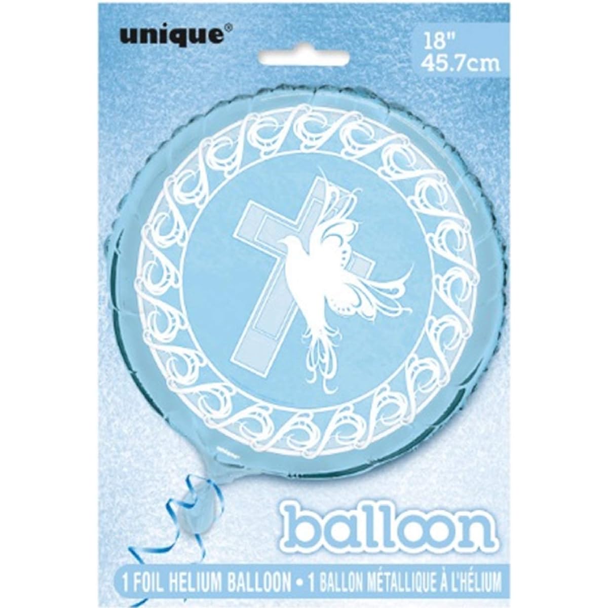18" Foil Balloon Blue Dove Cross Religious