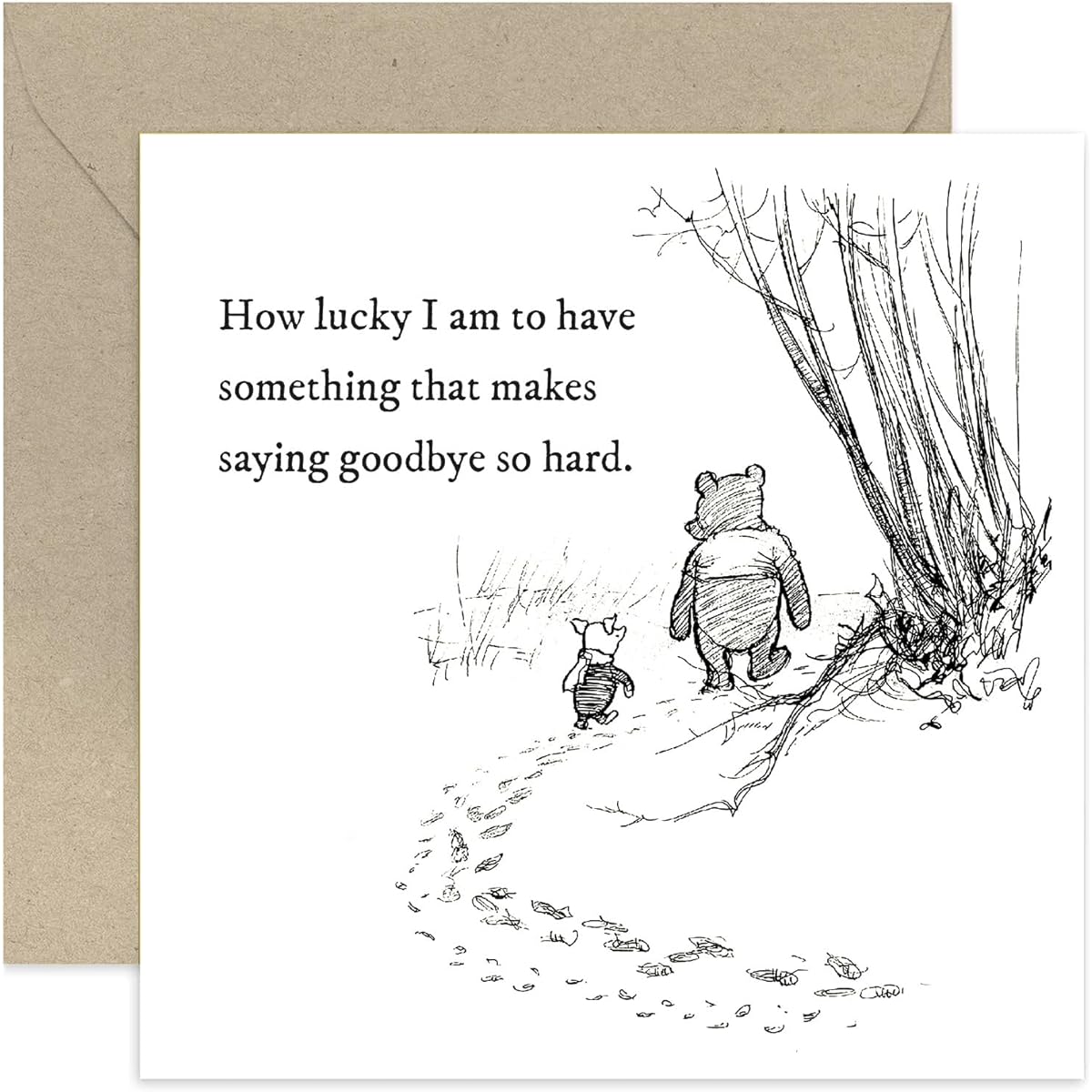 Old English Co. Winnie the Pooh Leaving Card for Him or Her - Friendship Quotes from Winnie the Pooh and Piglet for Sister, Cousin, BFF - Thinking of You Sympathy Card | Blank Inside Includes Envelope