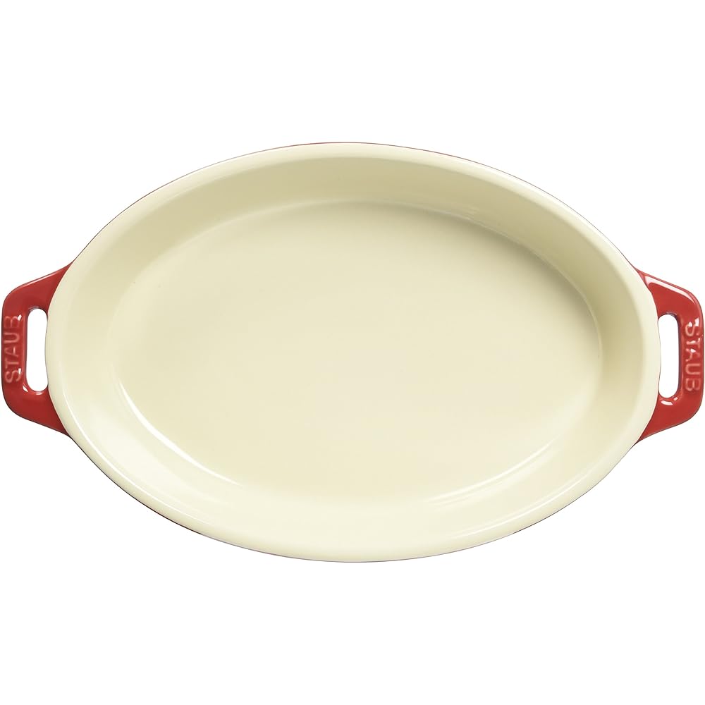 staub "Rectangular Dish Cherry 27 x 20cm" Ceramic Gratin Dish Oven Microwave Safe [Authorized Japanese Product] Dish 40508-590