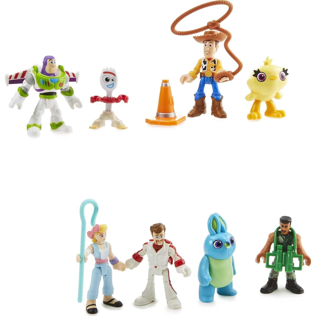 Fisher-Price Imaginext Disney/Pixar Toy Story 4 Woody Buzz Bo Peep Forky Ducky Bunny Duke Kaboom Combat Carl Figures TOY STORY 4 imaginext