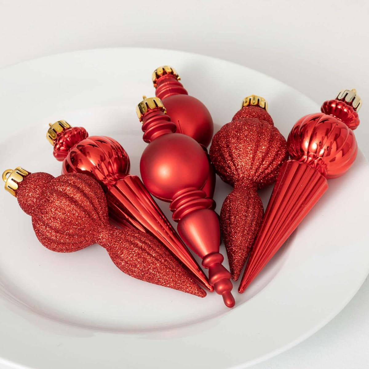 Sullivans Finial Drop Ornaments (Red, Set of 6)