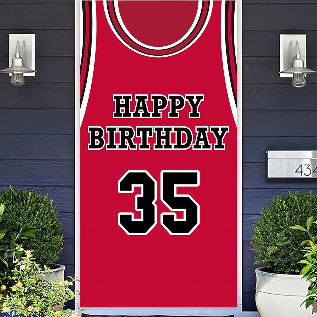 Happy Birthday 35 Banner Backdrop Red Basketball Star Player Sports Theme Decorations for Men Boys 35th Birthday Party Supplies Baby Shower Photo Booth Props Man Cave Decor