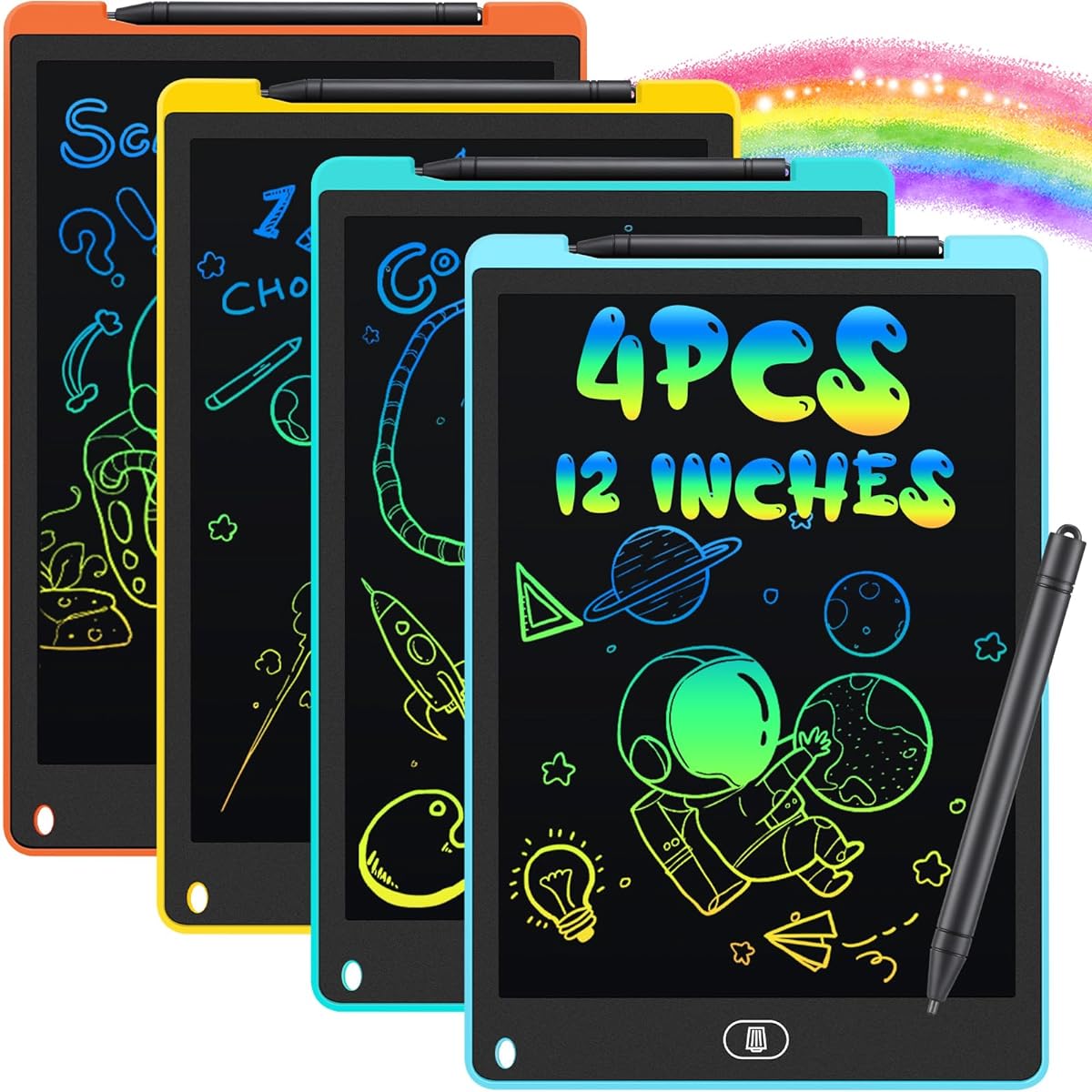 4 Pieces LCD Writing Tablet 12 Inch Doodle Board Portable Kids Drawing Tablet Writing Pad LCD Writing Pad Educational Colorful Drawing Pad for Boys Girls Toddlers Gift Learning (Fresh Color)