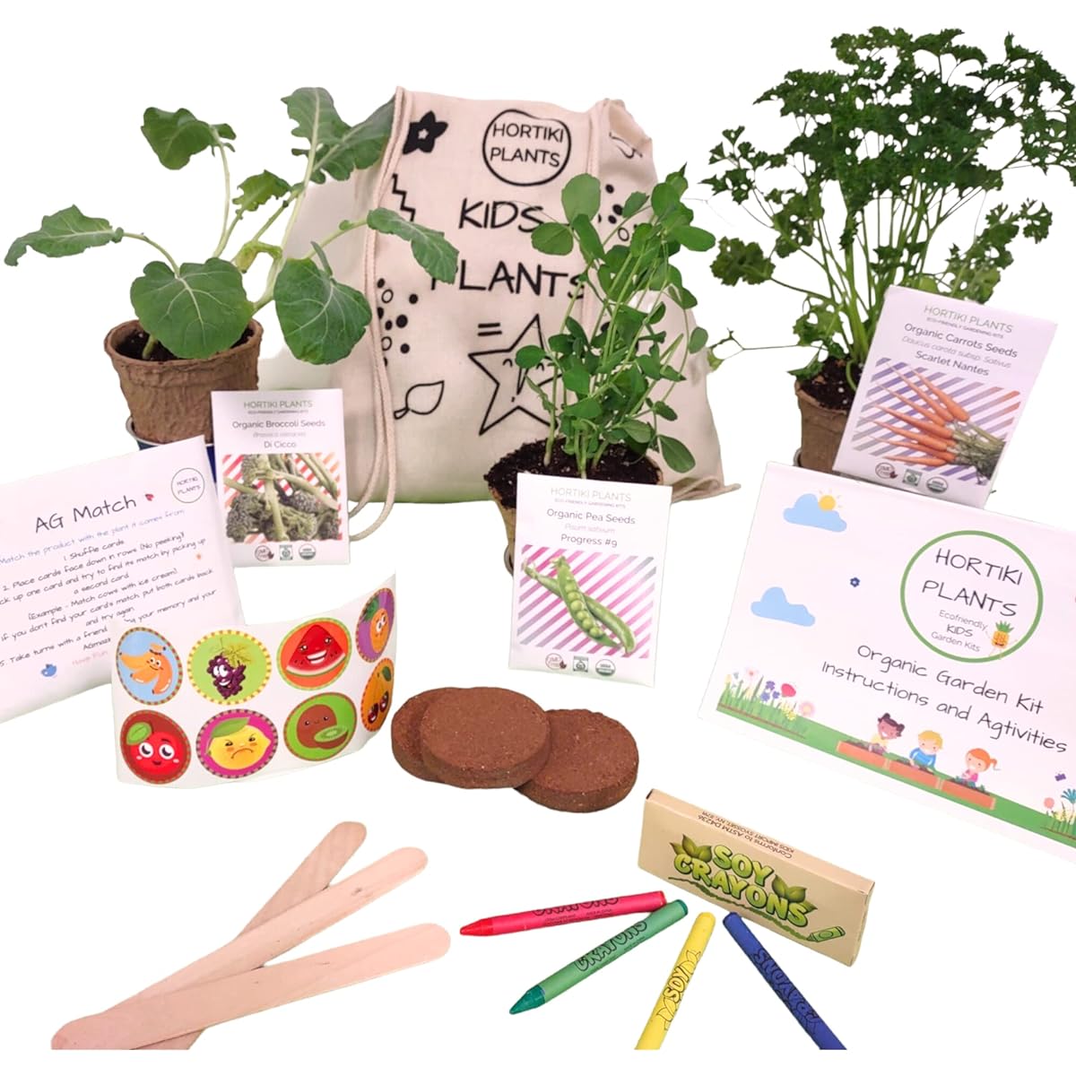 Hortiki Plants Organic Garden Kit for Kids Cool Weather - Planting Kit for Kids - Gardening Set for Kids - Science Kit for Kids