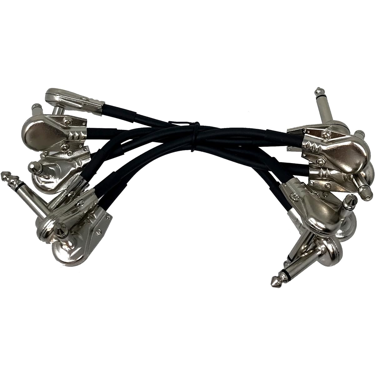 Tetra-Teknica PC-P-06 Low Profile L-Shape Guitar Patch Cable 6-Inch Pancake Style TS Connector Pack of 6