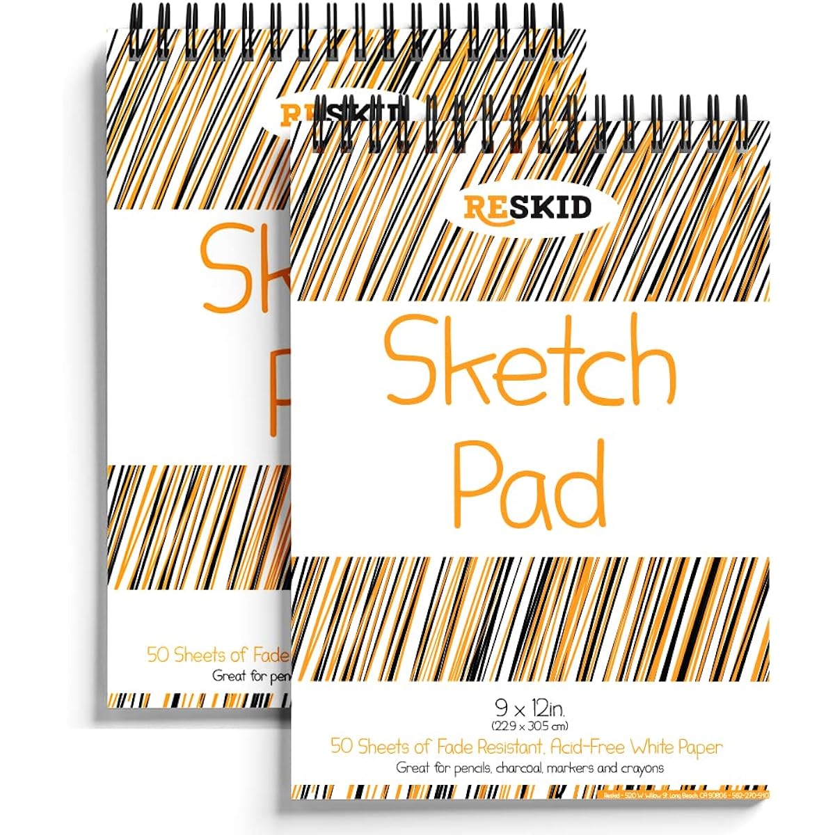 Reskid Sketch Pads (9 x 12 Inch) - 2 Pack of 50 Sheets - Drawing Paper for Kids, Drawing and Coloring Pads, Art Supplies for Kids
