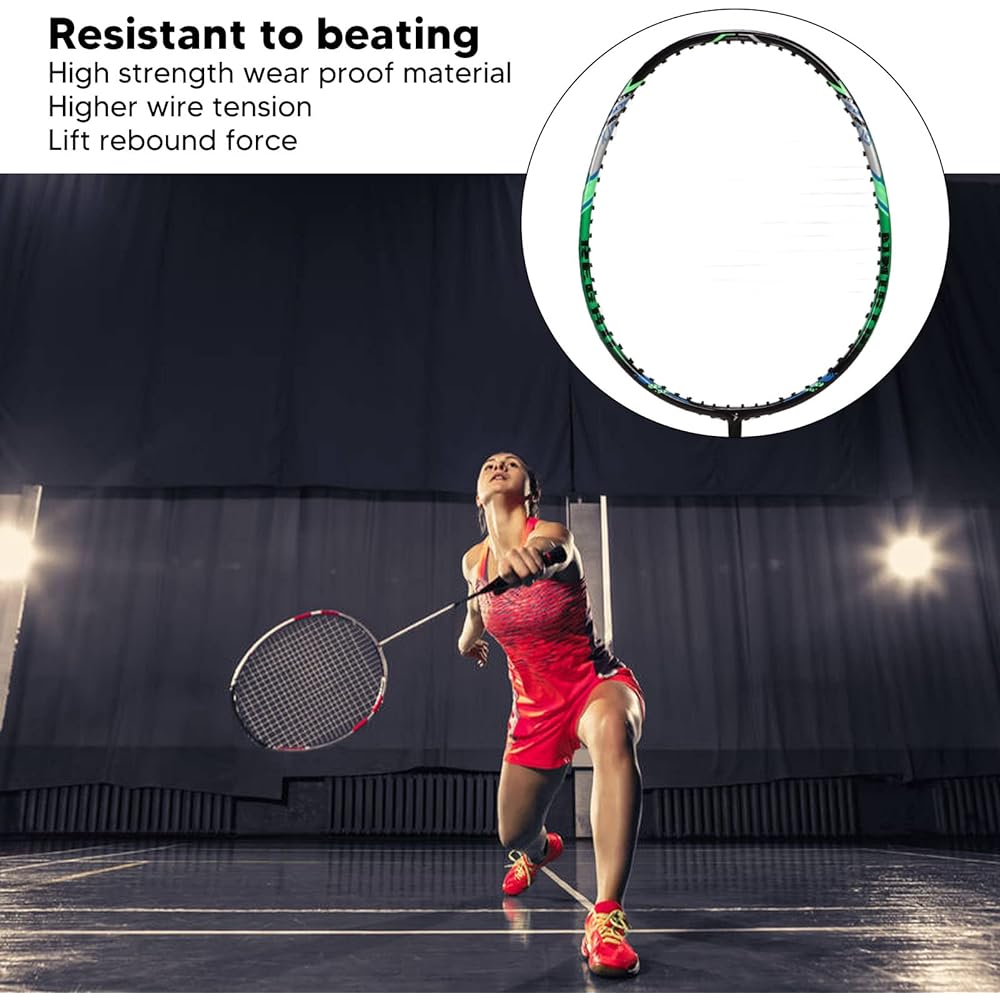 Badminton racket, carbon badminton racket, ultra-lightweight, 2 pieces, shock absorption, storage bag included