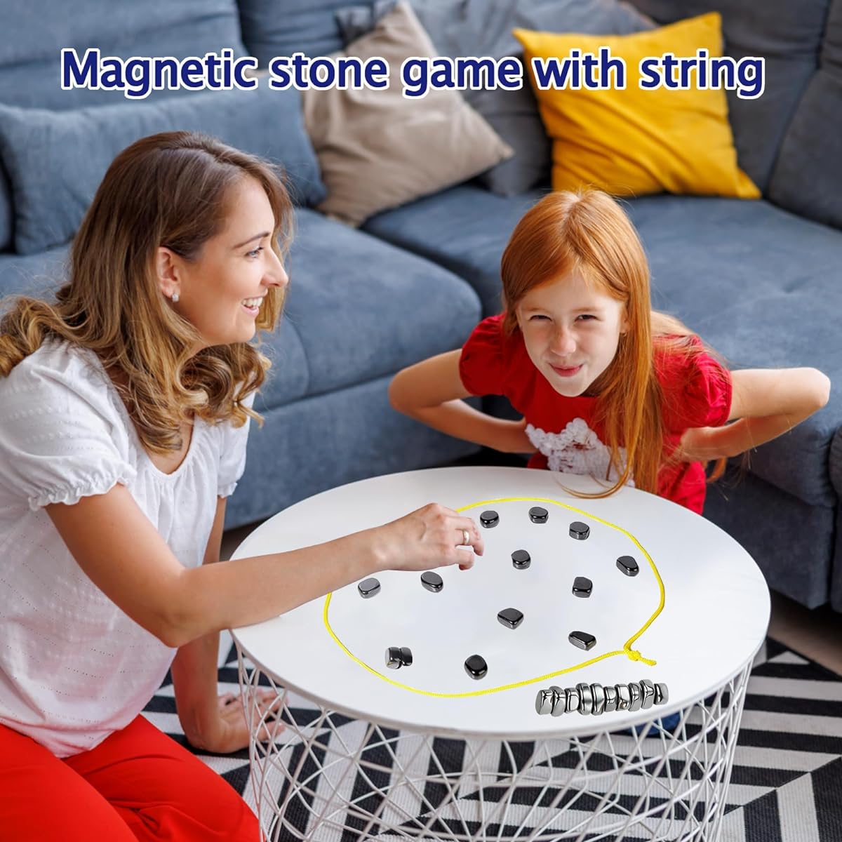 Magnetic Chess Strategy Game - Multiplayer Magnetic Board Game Strategy Tabletop Magnetic Game with Sponge Groove/Ropes Portable Magnetic Battle Chess with Storage Bag