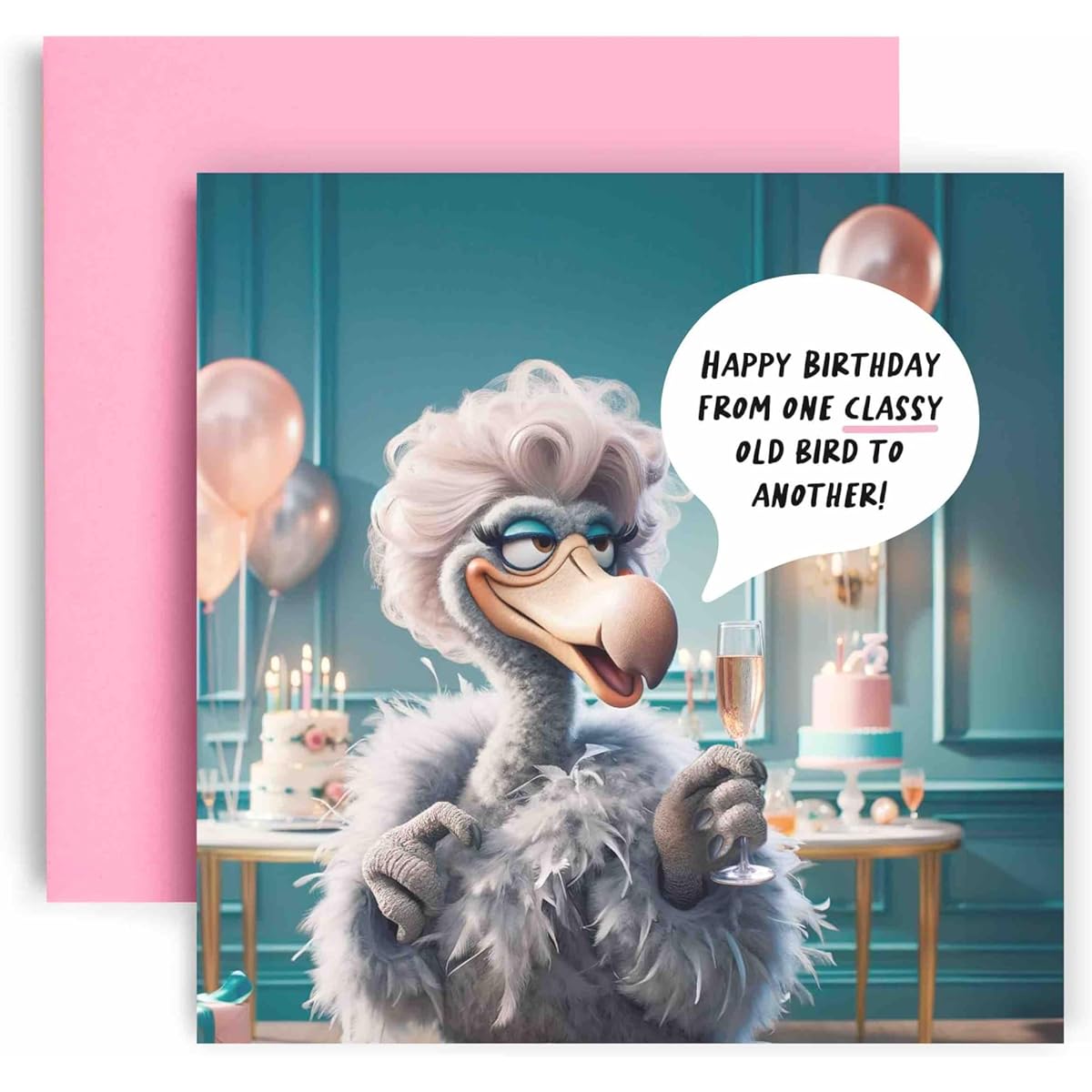 Huxters Birthday Cards for Women Elegant Old Bird - Friend Sister Friend Mother Aunt Nan Grand Nanny - 14.8cm