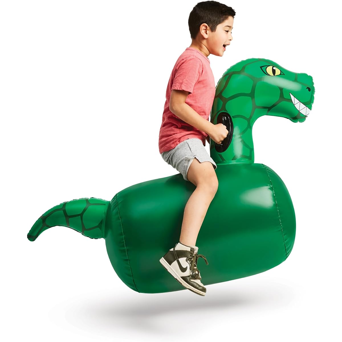 Hearthsong Hop 'n Go Inflatable Bouncing Ride-On 48"L x 20"W x 42"H Outdoor Play Ages 5+ Dinosaurs