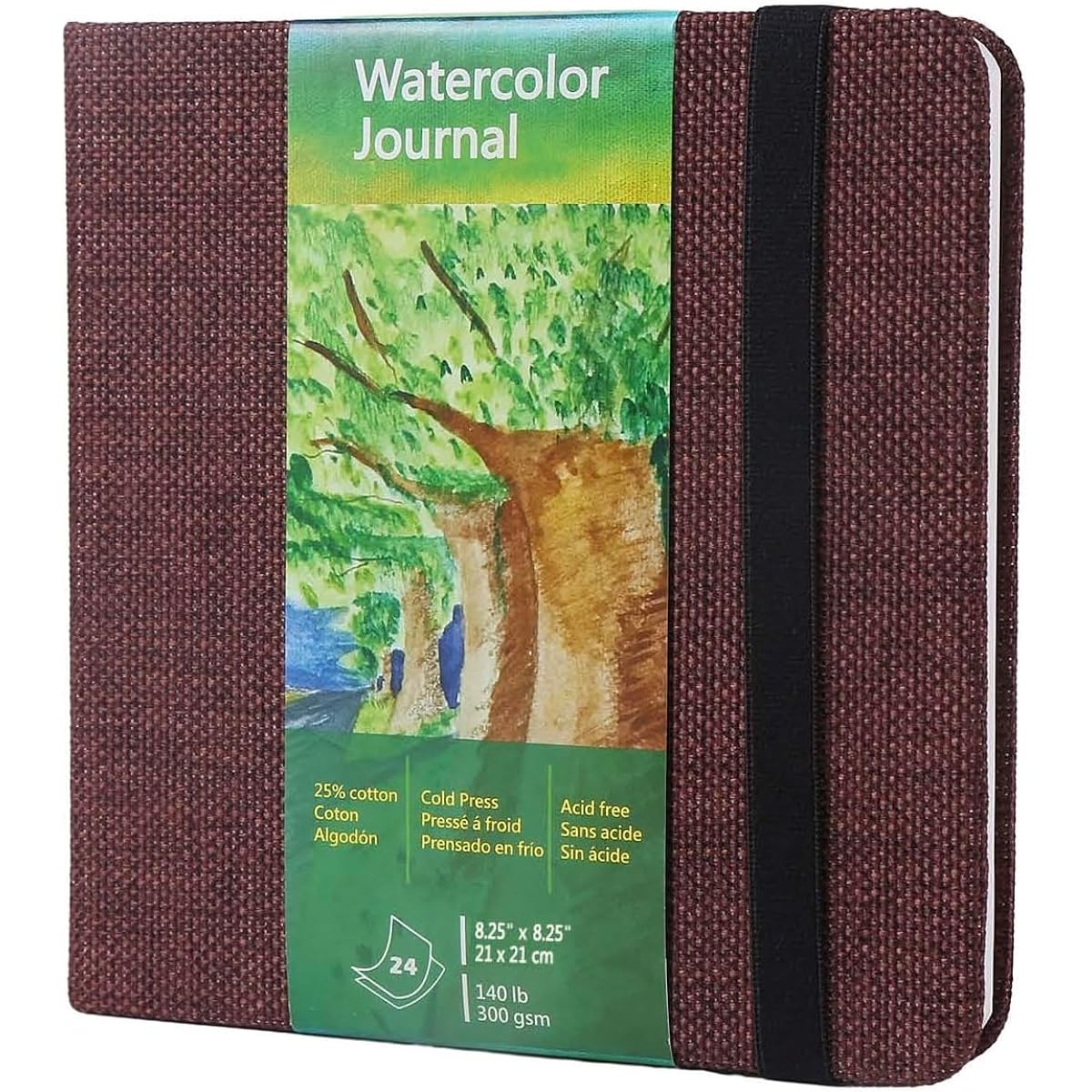 tumuarta Square Watercolor Journal 8.25x8.25 Inch 140lb 300GSM 25% Cotton Cold Press 24 Sheets 48 Pages Watercolor Paper Sketchbook Travel Mixed Media Pad On the Go