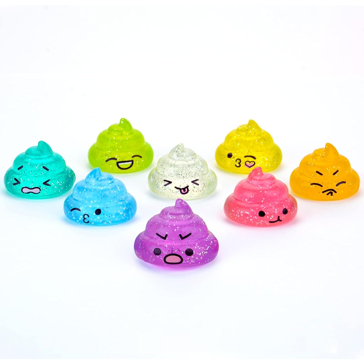 Bulk Toys - Unicorn Poop Squishy Toys - Bulk Emoji Party Favors - Glitter Poop Emoji Party Supplies - Sparkly Squishy Rainbow Poop Emoji Mini Toys - Vending Machine Toys (100)