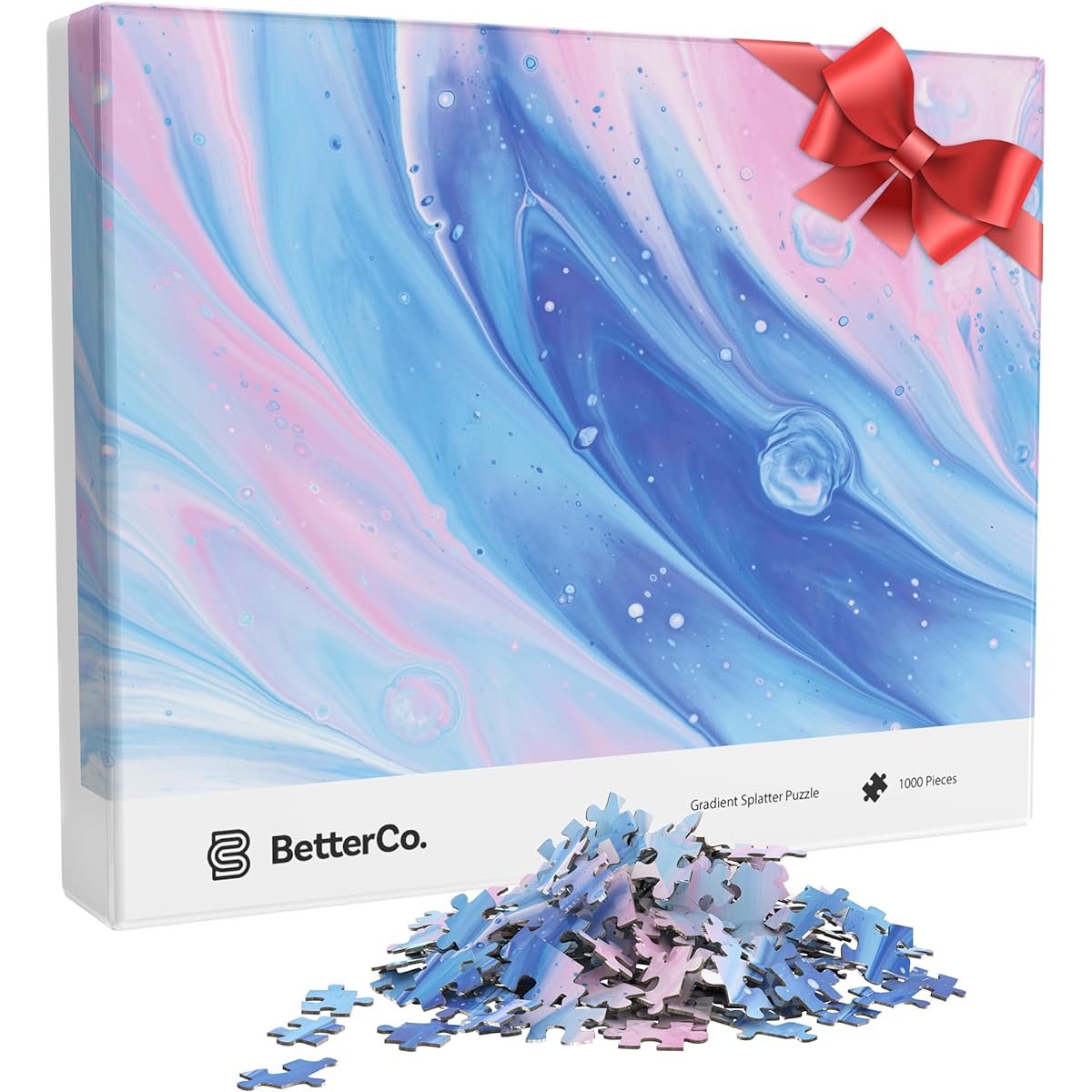 BetterCo. Gradient Splatter Jigsaw Puzzle 1000 Piece - Challenging 1000 Piece Puzzle for Adults, Teens and Kids - Highest Difficulty Jigsaw Puzzle with Abstract Gradient Design