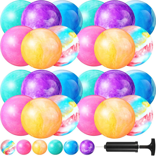 24 Pcs 9 Inch Bouncing Balls for Kids Marble Bouncy Ball Cloud Kick Ball Sensory Inflatable Ball Fun Handball Indoor Outdoor Play Ball Kids Adults Pet Playground Beach School