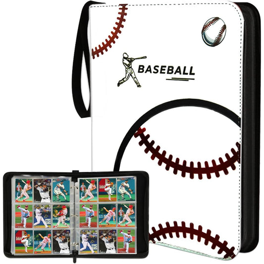 PKMLIFE Baseball Card Binder Holder Trading Album Sleeves Storage Protector for TCG and Football Cards and Sports Cards, Zipper, 9 Pockets, 40 Pages, Holds up to 720 Cards (White)