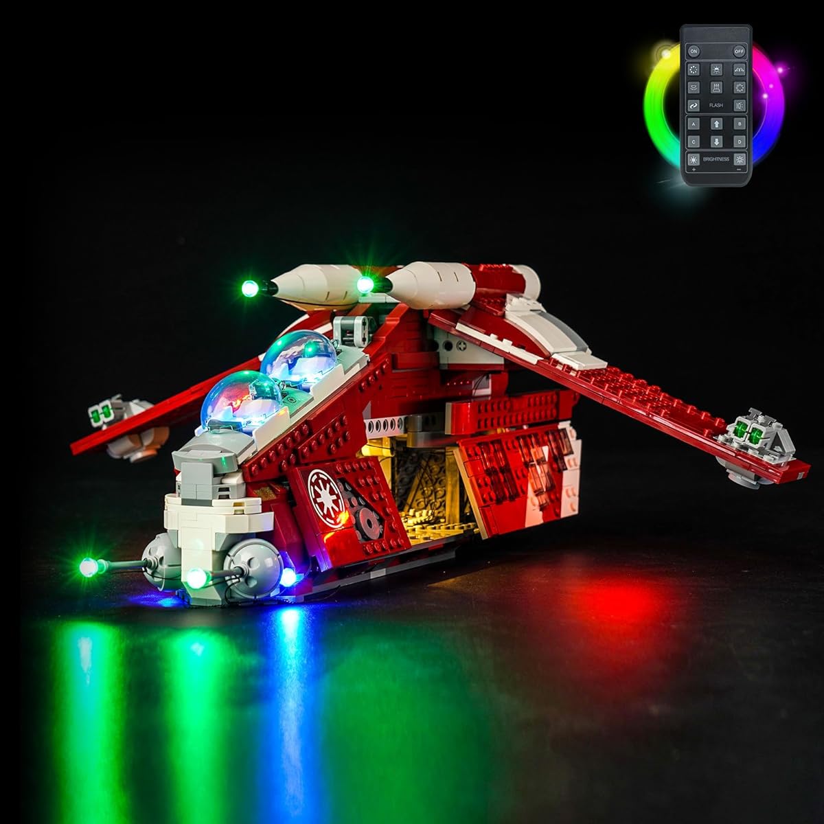 VONADO LED Light Kit for Coruscant Guard Gunship™ 75354 Remote Control Creative Lighting Set Accessories Compatible with 75354 Building Set (Lights Only, No Model)