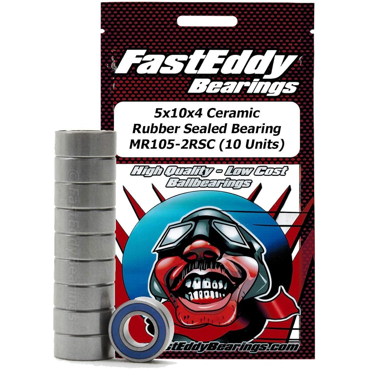 FastEddy Bearings 5x10x4 Ceramic Rubber Sealed Bearings MR105-2RSC (10 Units)