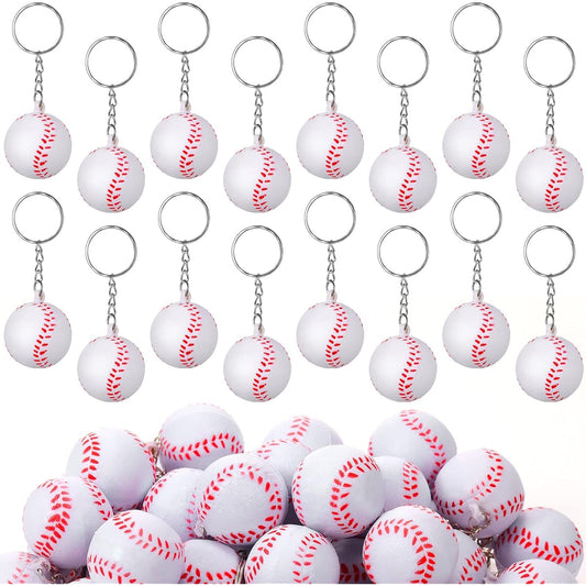 40 Pieces White Baseball Keychain Party Favors Baseball Party Rings Key Baseball Party Favors Mini Foam Sports Key Rings Balls Kids Birthday Party Bag Gift Fillers Decorations