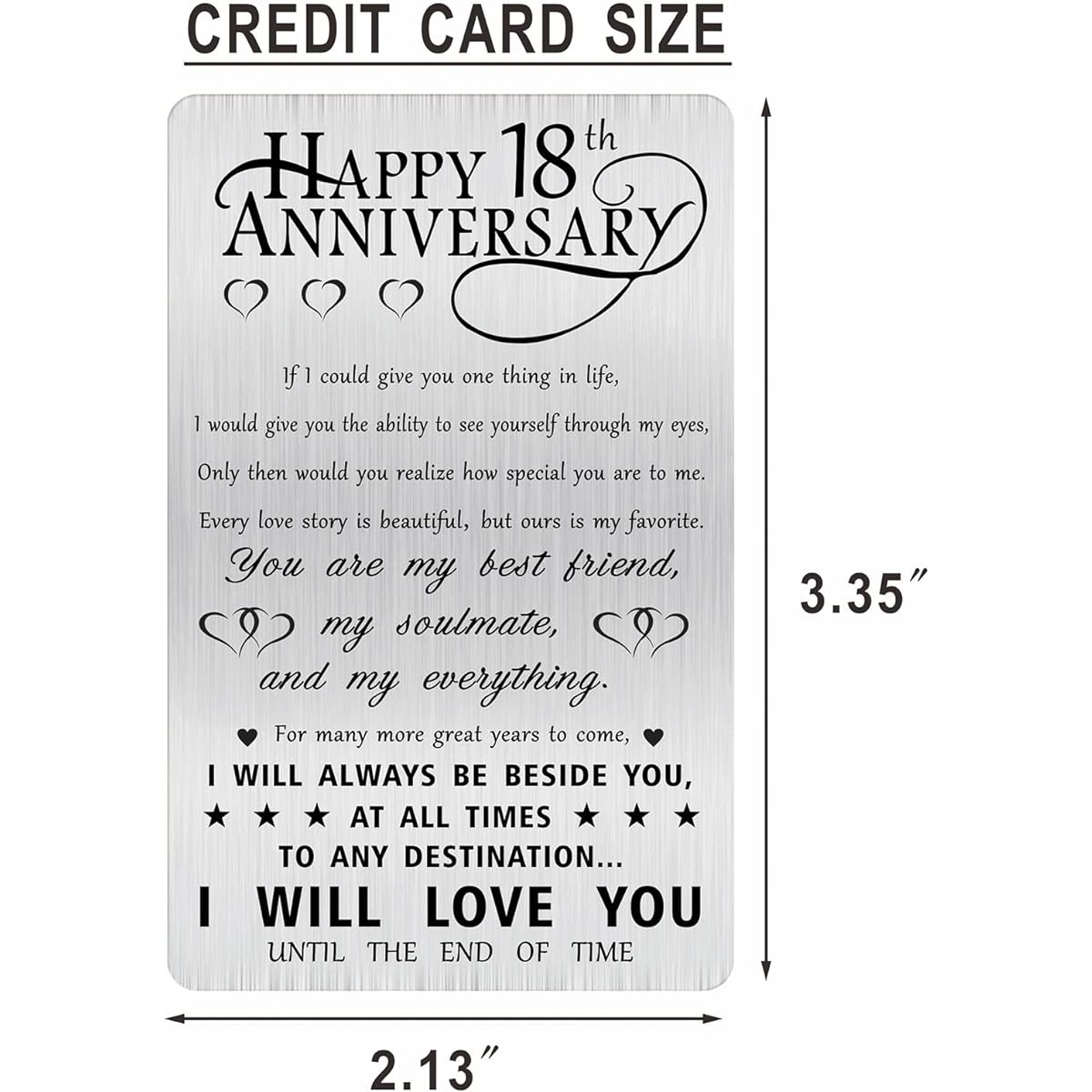 Alotozo 18th Anniversary Card Gift for Husband, 18th Wedding Anniversary Engraved Wallet Card Gift for Boyfriend, Male