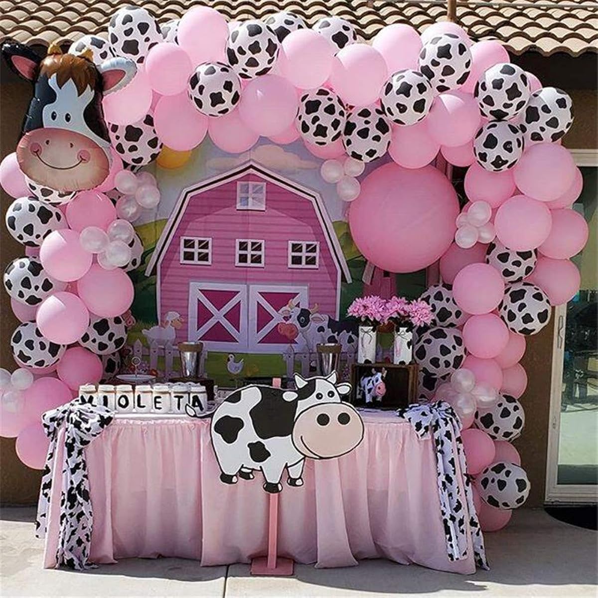 Since 74 Pieces Farm Pink Party Decorations Balloon Garland Arch Kit for Kids 1st Birthday Backdrop Pink Latex Globo Baby Shower Farm Theme Party Decorations