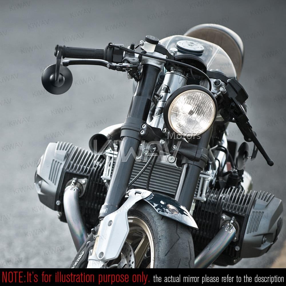 KiWAV Bar End Mirror Bob Black Can be installed on 7/8, 1, 1-1/4 inch hollow handles (inner diameter 14-24mm compatible) Left and right set