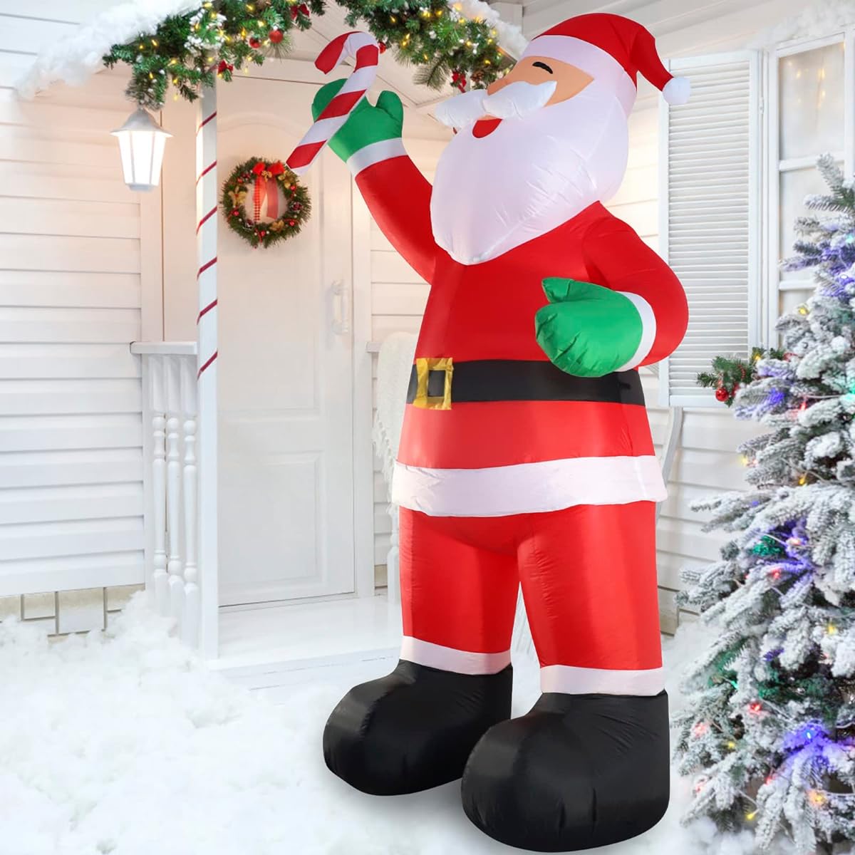 SHDEJTG 10ft Inflatable Christmas Decorations Christmas Santa Claus with Candy and LED Lights for Christmas Party Indoor Outdoor Yard Garden Lawn