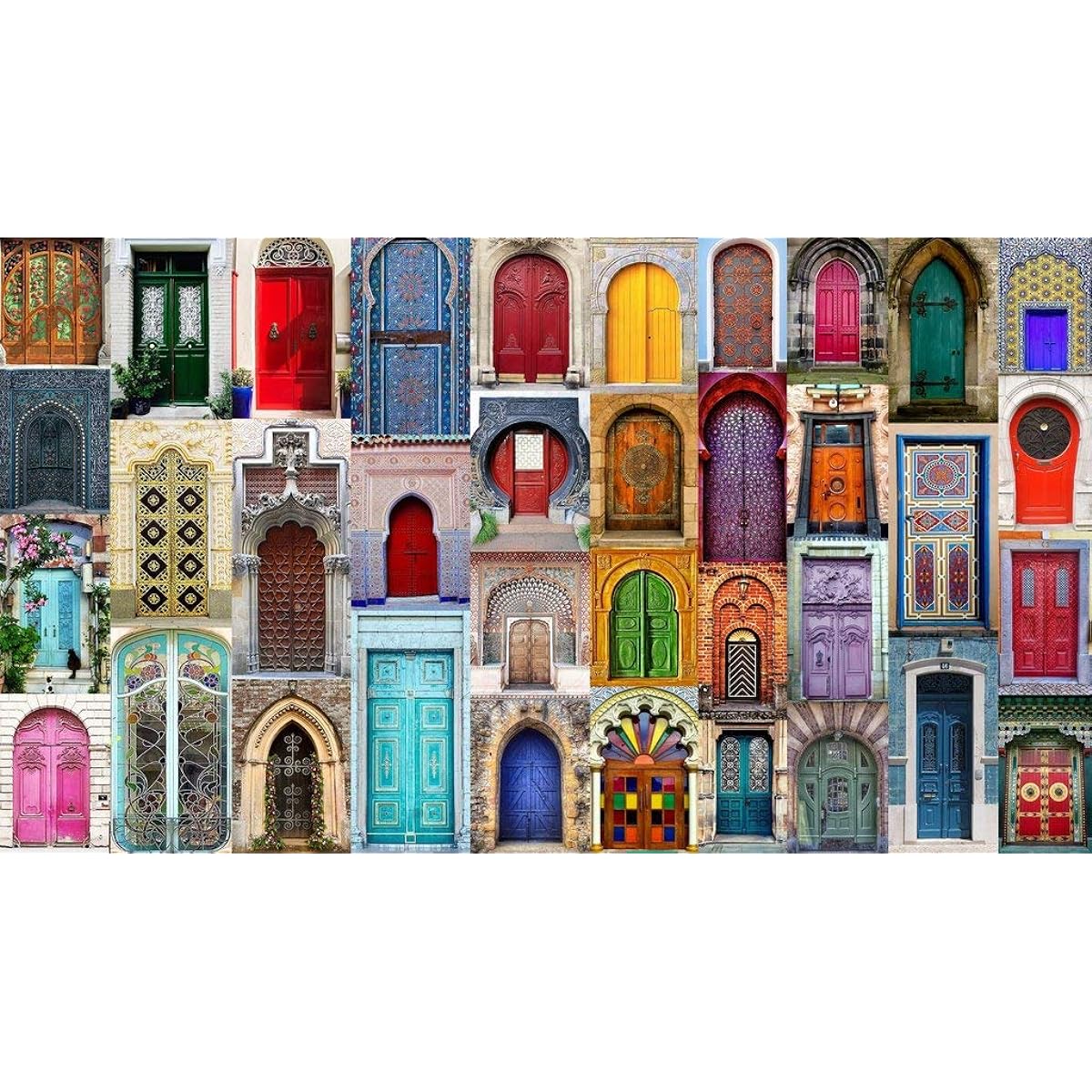 Nautilus Puzzles Colorful Wooden Jigsaw Puzzle Doors of the World 557 Unique Wooden Pieces