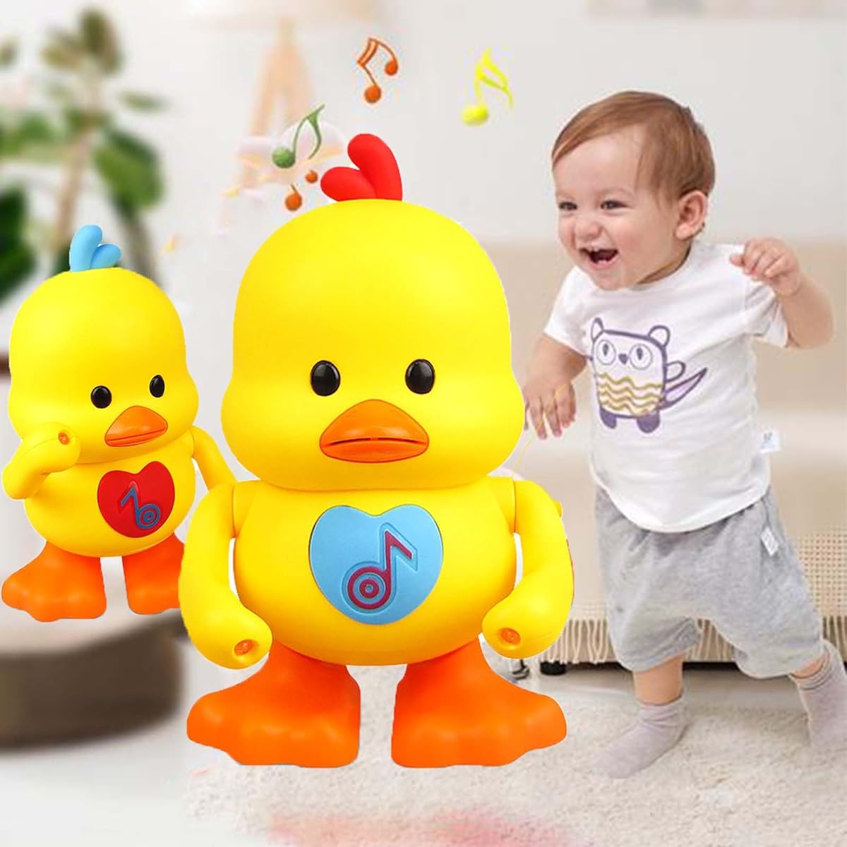 Ptvvztv Quack Beats Dancing Duck, Dancing Duck Toy, Quackbeats Dancing and Singing Musical Duck with LED Light, Baby Musical Duck Toy Dancing (Yellow)
