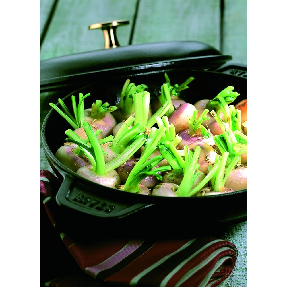 staub "Round Hot Plate Black 20cm" Both Hands Cast Enamel Shallow IH Compatible [Authorized Japanese Product] Hot Plate 40509-579