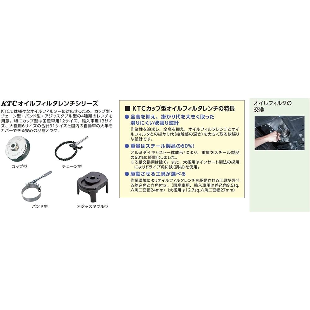 Kyoto Machinery Tools (KTC) ADJ Oil Filter Wrench AVSA-6379 Removal Only