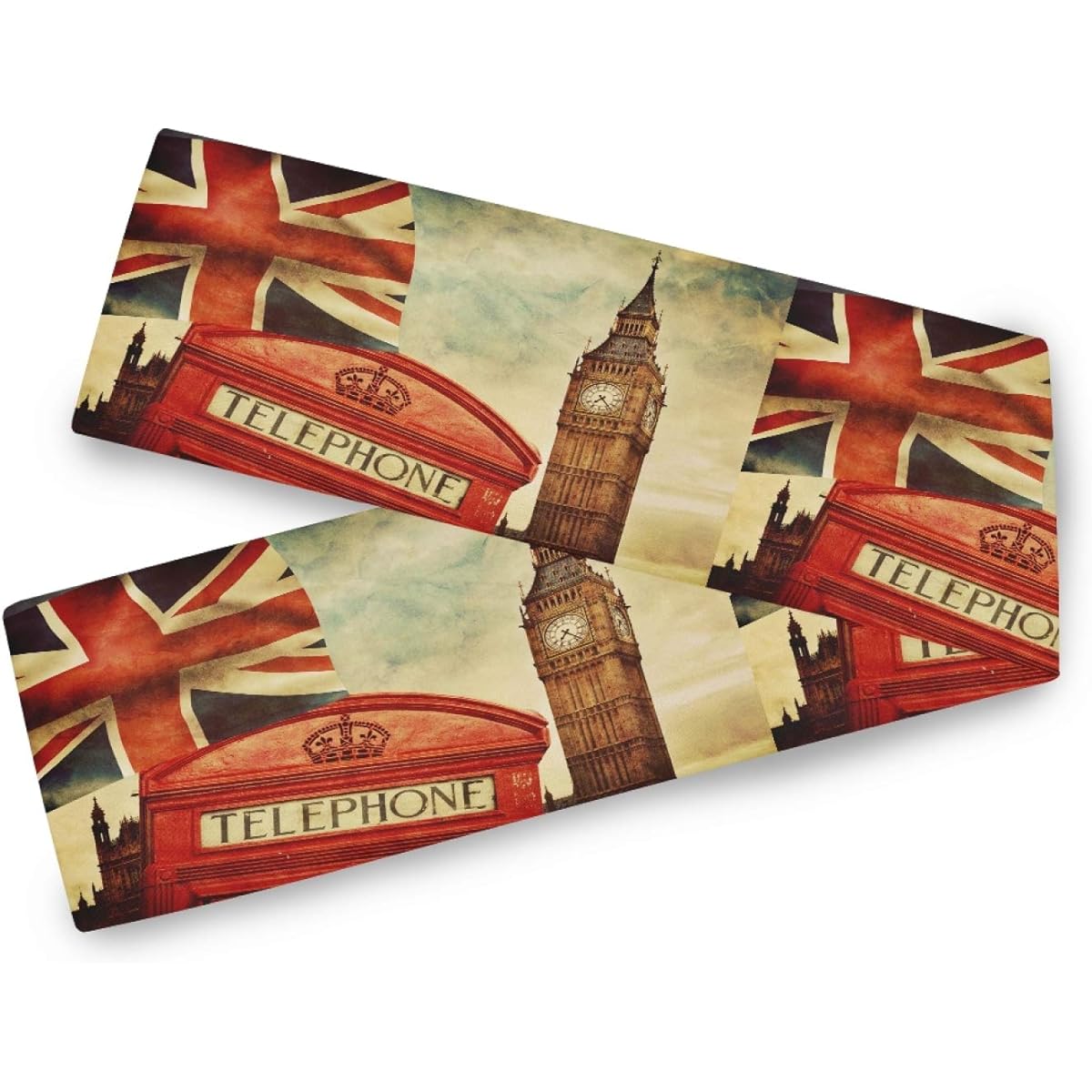 AUUXVA Ombra Table Runner London Red Telephone Booth Big Ben Union Jack Durable Luxury Dresser Scarf Table Top Cloth for Wedding Dining Table Holiday Party Kitchen Home Decoration 13 x 70 Inch