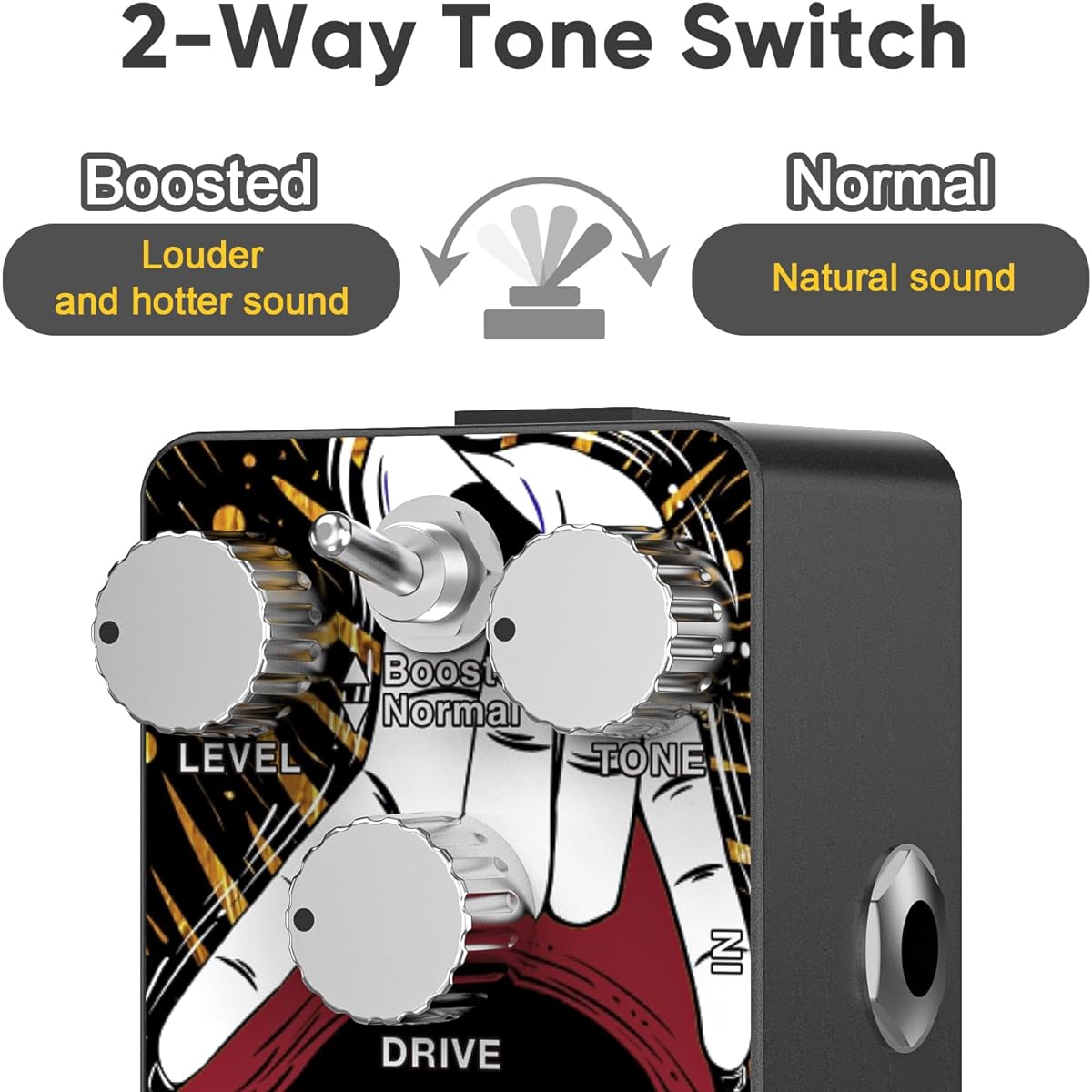 Sofadio Guitar Overdrive Pedal, True Bypass DC 9V Mini Single Effect Pedal for Electric Guitar