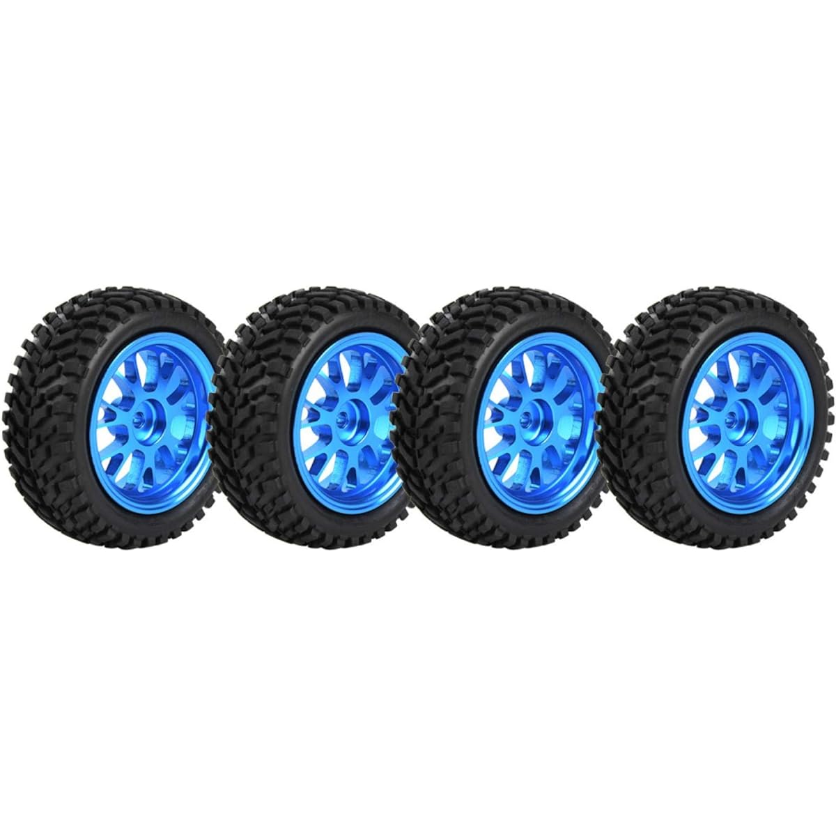 RC Crawler Tires 1.7 Inch RC Tires RC Rubber Tire Set Wheel Tires 1/18 Car Tires Pre-assembled RC Tires and Wheels Lightweight Blue WL A959 A979 A969 for 1/18 Model Car