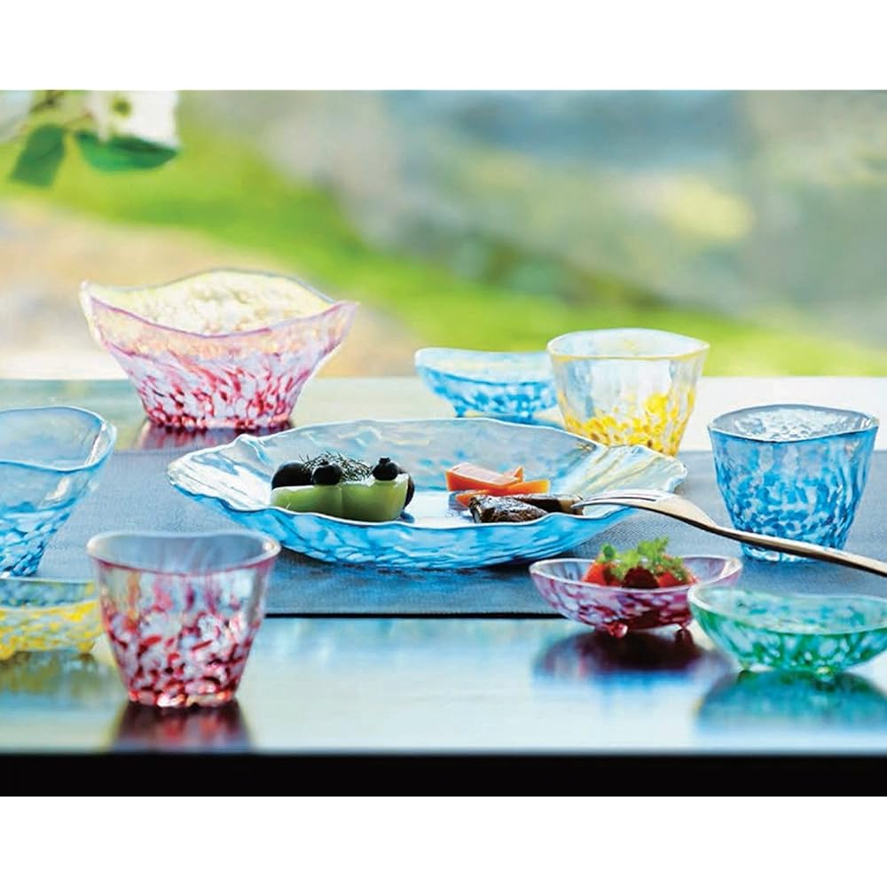 Adelia Tsugaru Vidro Free Cup 4 Guests Gift Set 175ml Tsugaru Scenery Free Glass Cosmetic Box Made in Japan FS-71536