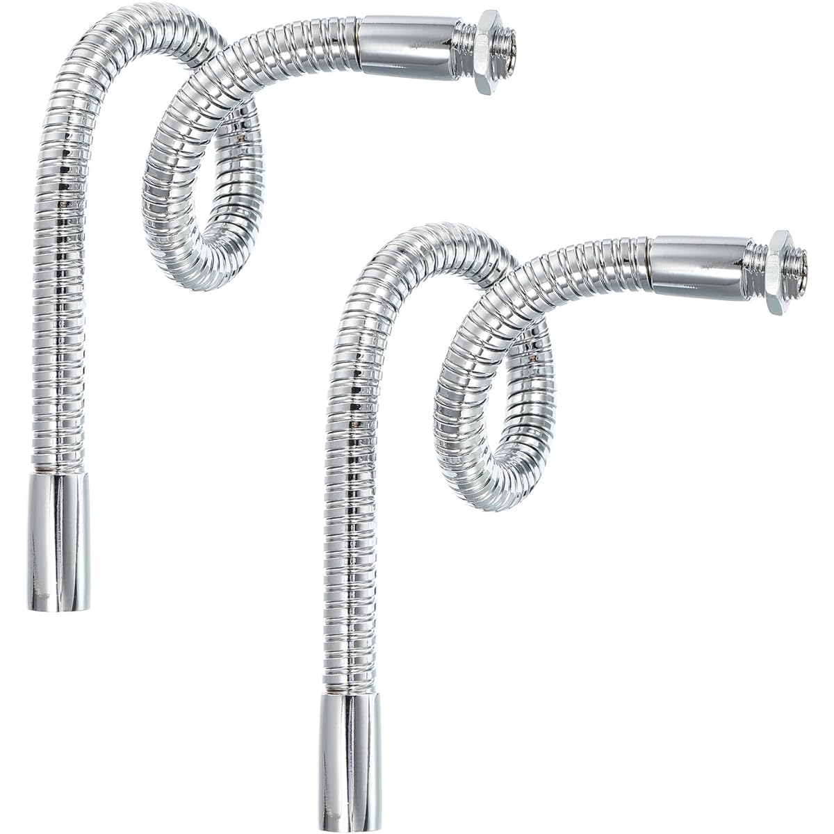 PATIKIL 11.8 Inch Microphone Gooseneck 2pcs M10 Fine Thread Metal Universal Hose Flexible Arm Gooseneck Tube Extension for Multifunctional DIY Silver Tone
