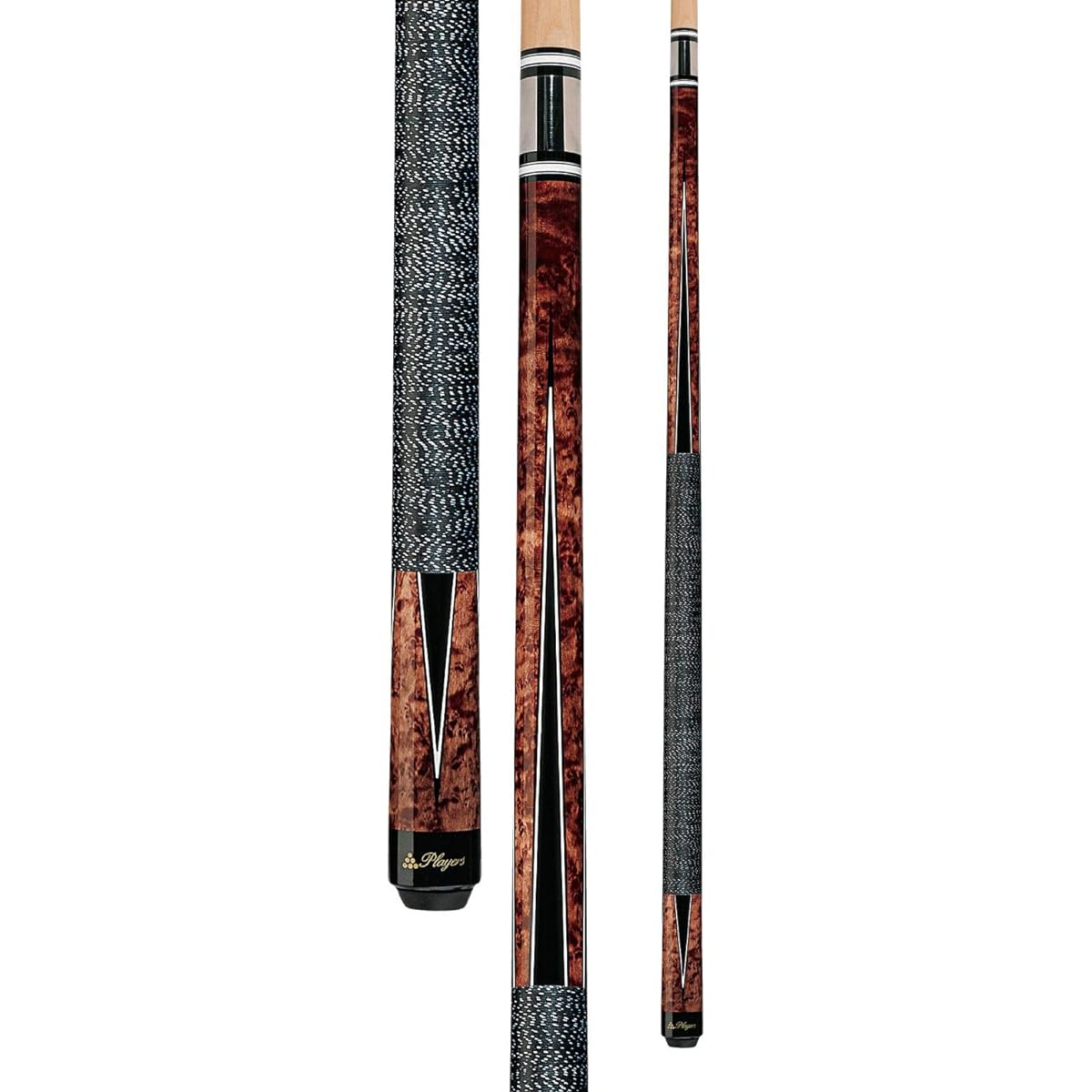 Players G-1003 Umbra Super Birds-Eye Maple with Black and White Point Cue