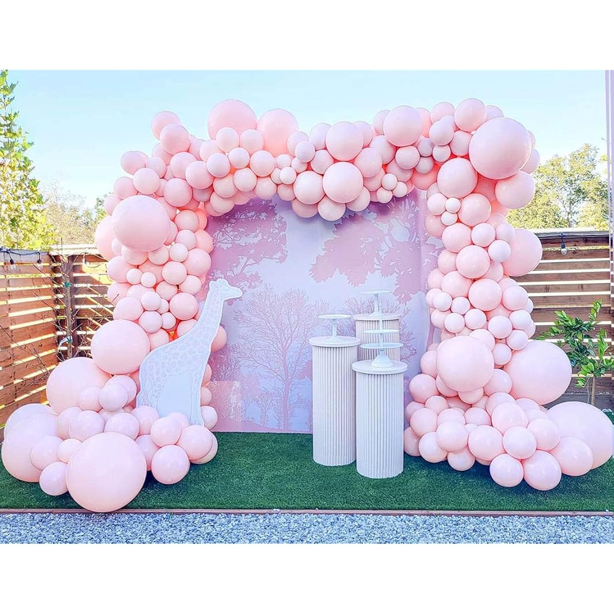 Pink Balloons Double Plush Different Sizes 18" 12" 5" Pastel Light Pink Latex Balloon Garland Arch Kit for Baby Shower Birthday Wedding Party Decoration