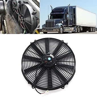 Universal Radiator Fan 16 Inch Universal Electric Radiator Cooling Fan 24V 120W Push Pull Reversible Fan Motor for Car Truck RV