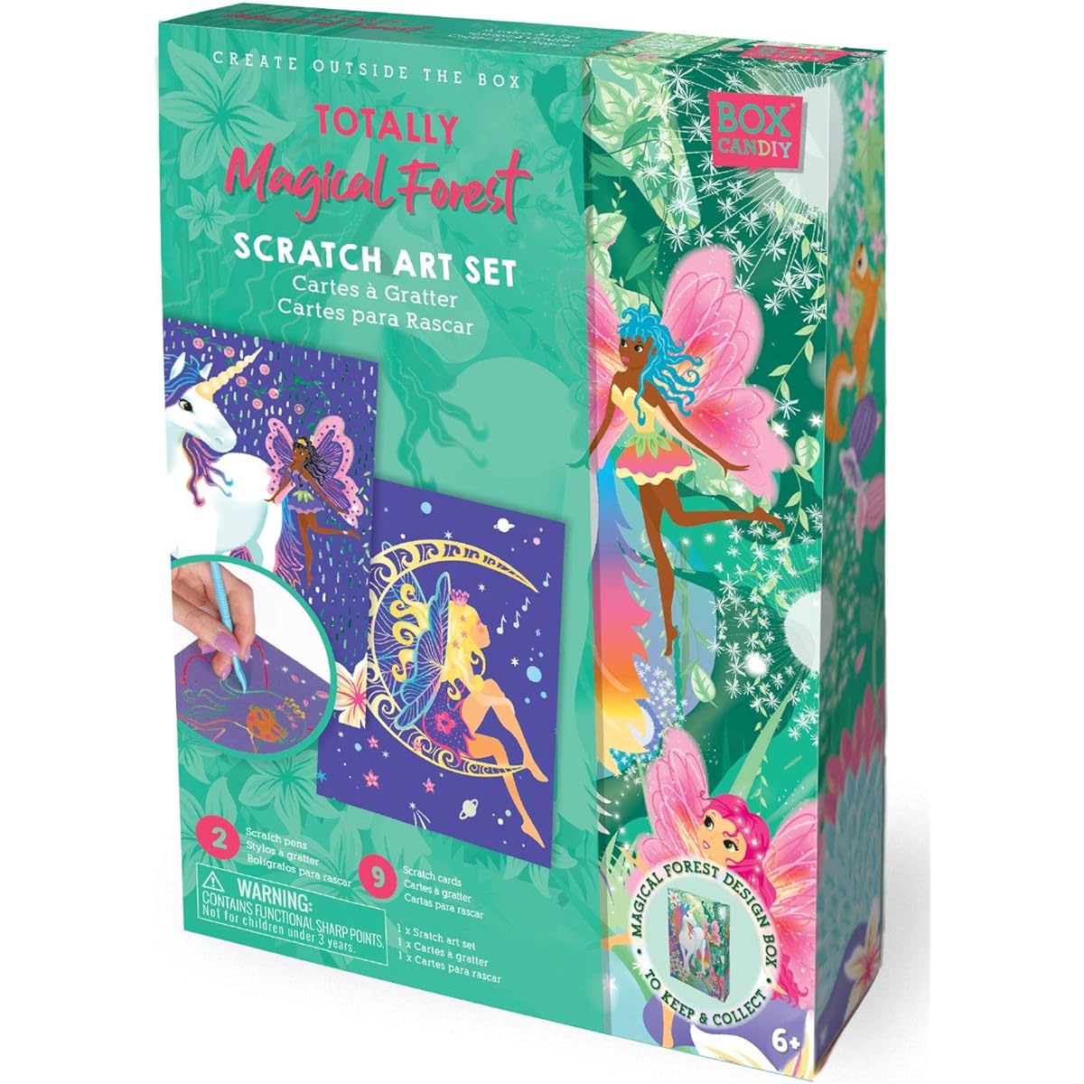 Box Candiy Totally Magical Forest Fairies & Unicorns Scratch Art Set in Commemorative Box